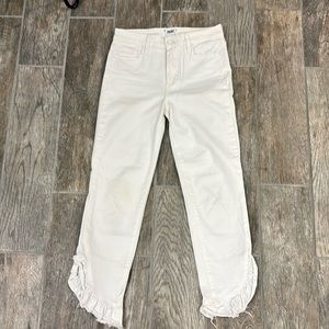 PAIGE Hoxton straight jeans, raw edge ankle ruffle Sz. 27